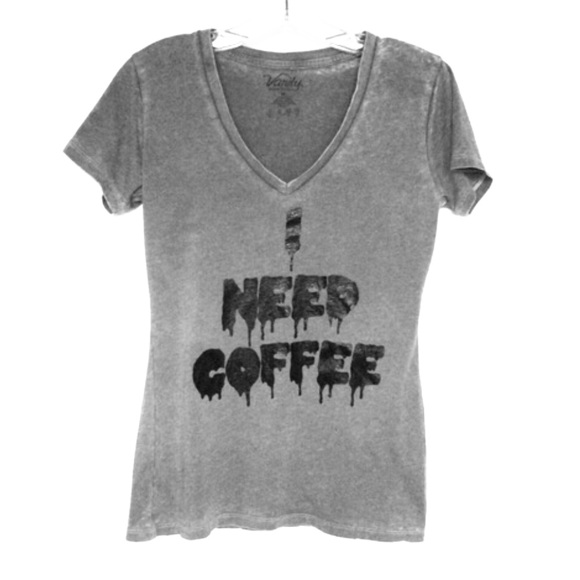 Coffee Tops - I Need Coffee v neck t shirt